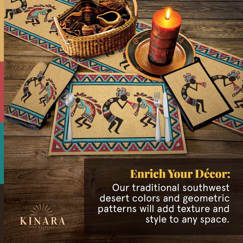 Kinara Native Blanket Table Runner â€“ Southwestern Native American Design â€“ Beautiful and Unique Pattern â€“ Fine Weaving 12.25x72 inch. - Image 2